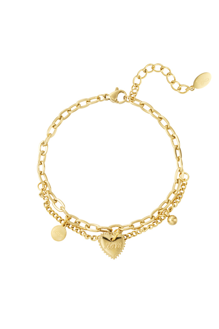 Link bracelet double love - gold 