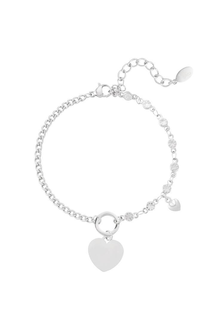 Bracelet links with heart - silver 