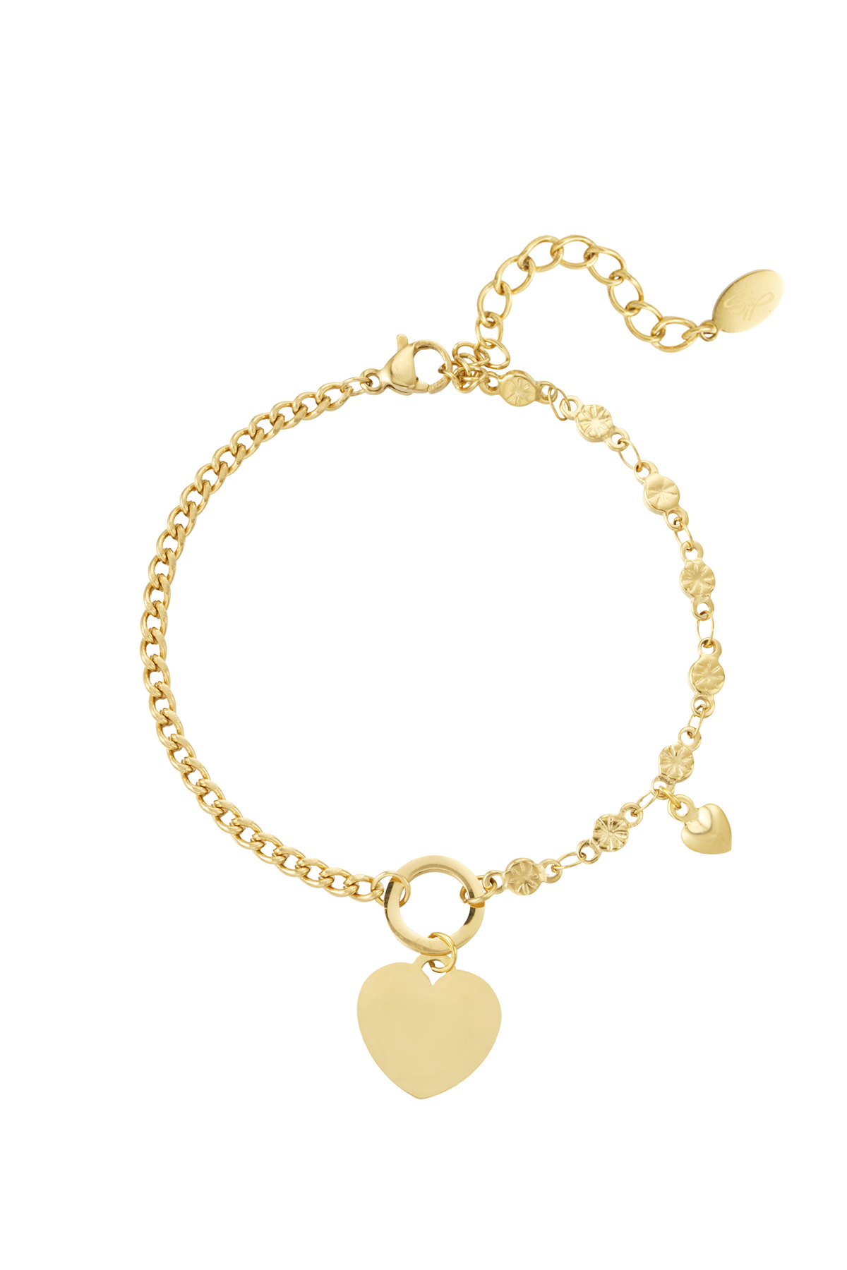 Bracelet links with heart - gold 