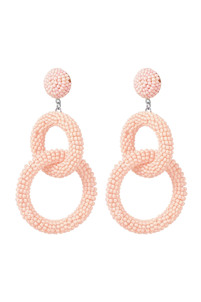 Beaded earrings crochet - pastel pink 