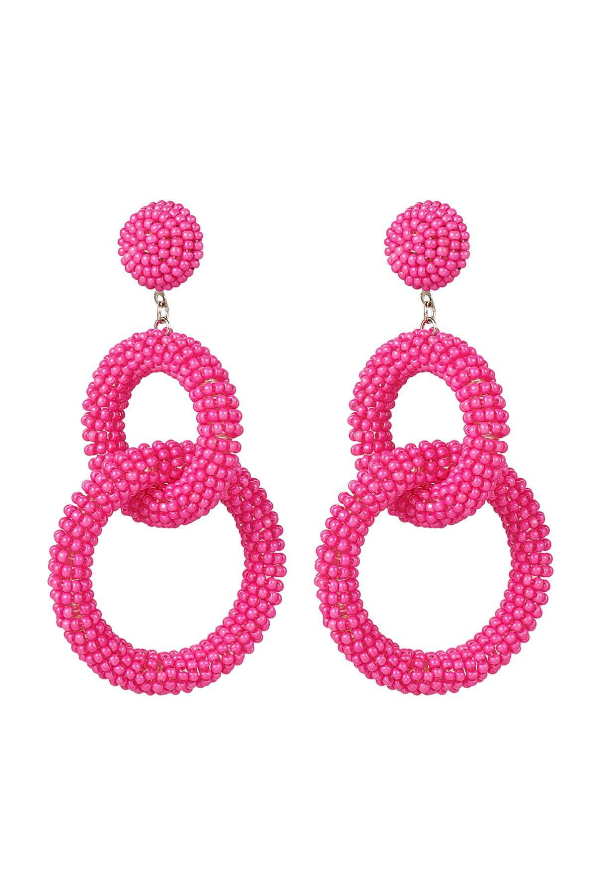 Beaded earrings crocheted - fuchsia 