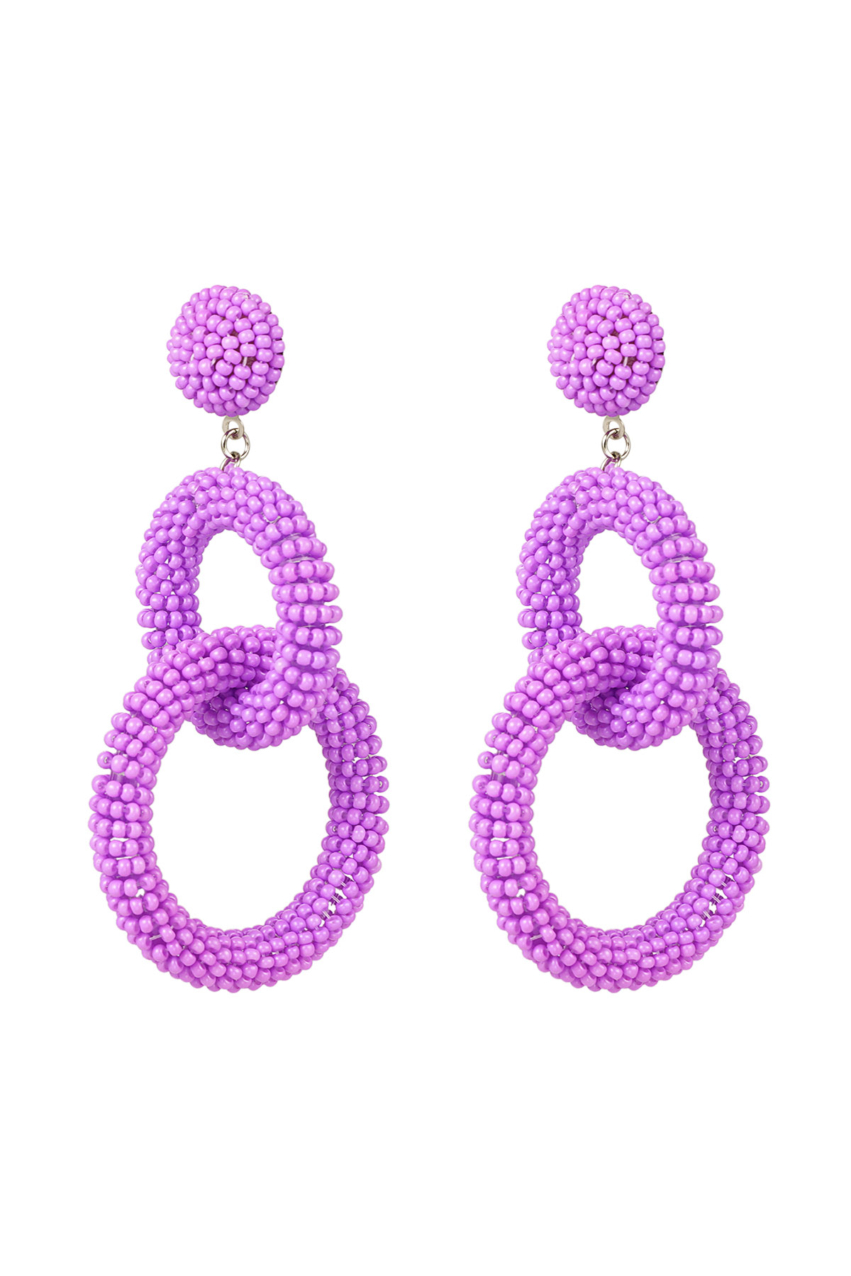 Pendientes de perlas de ganchillo - violeta 
