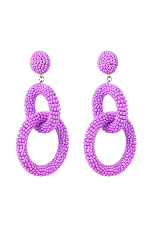 Beaded earrings crochet - purple h5 