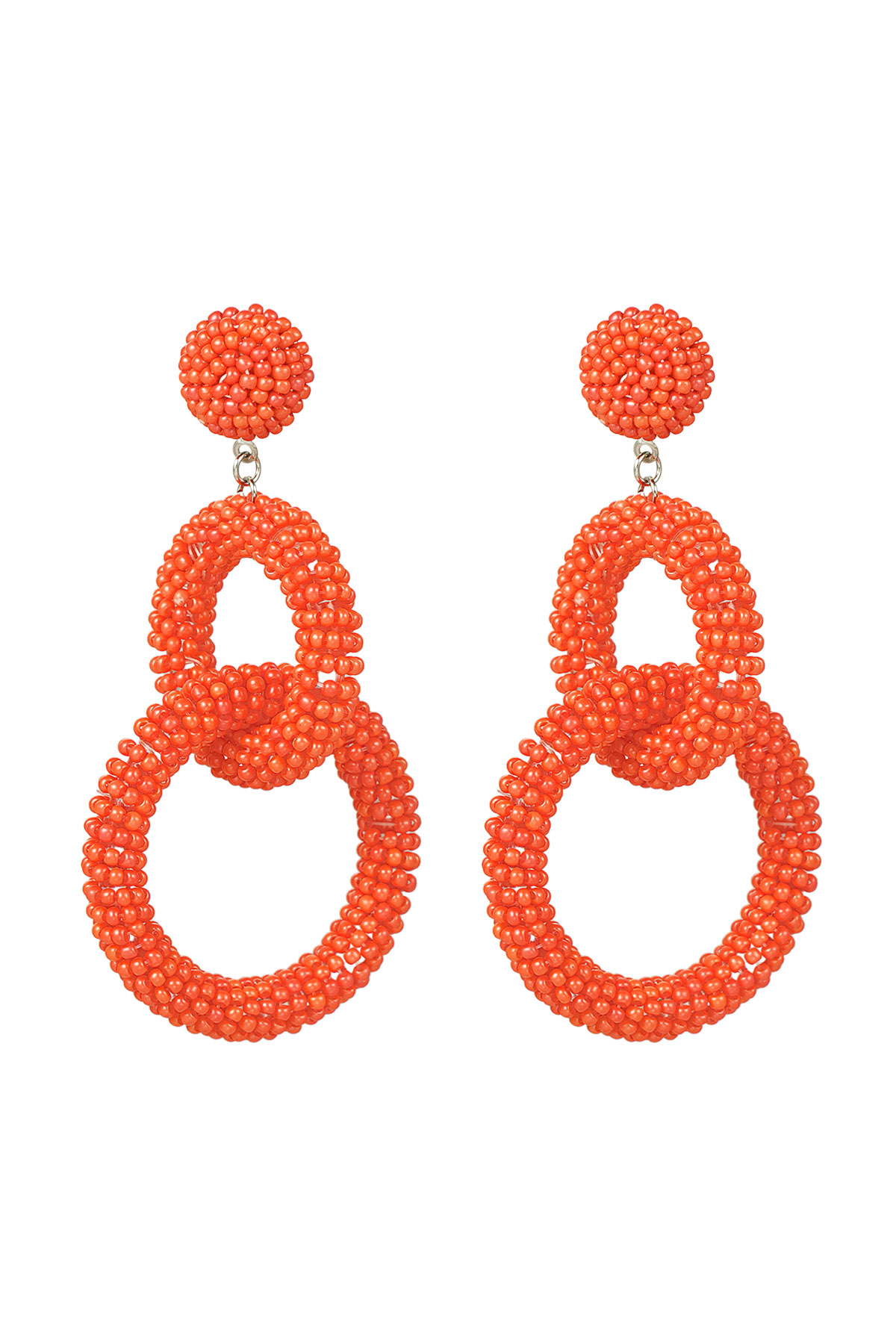 Boucles d'oreilles perlées au crochet - orange h5 