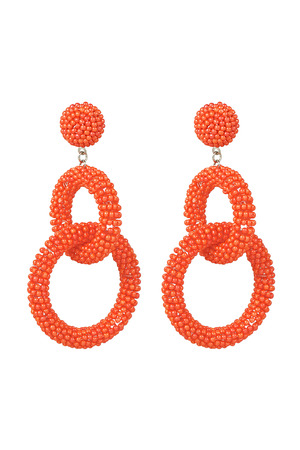 Beaded earrings crocheted - orange h5 