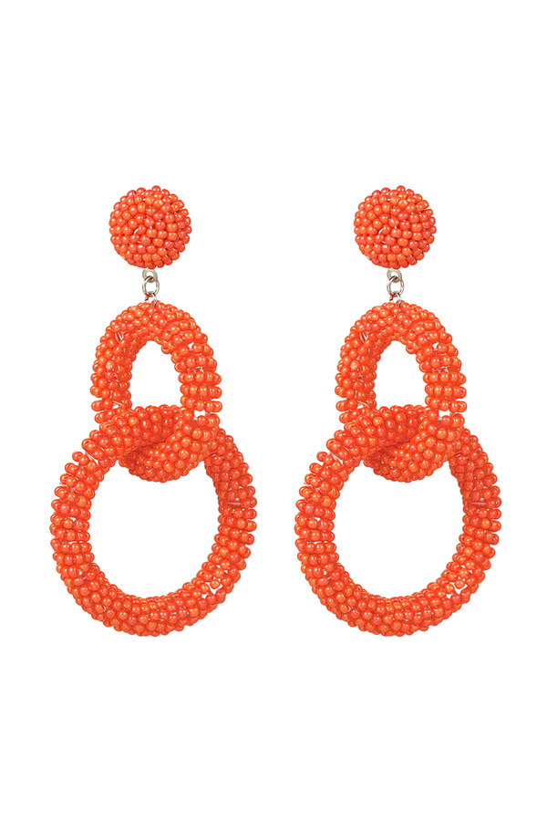 Boucles d'oreilles perlées au crochet - orange