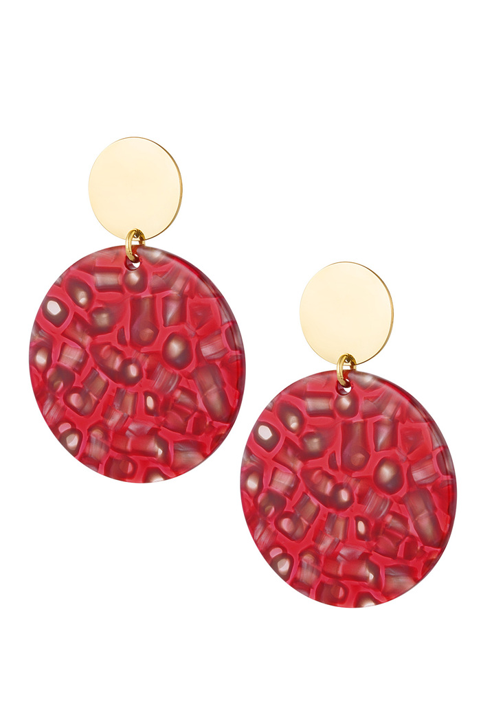 Earring circle with gold detail red - gold 