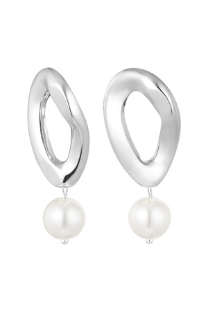 Boucles d'oreilles asymétriques avec perle - argent h5 