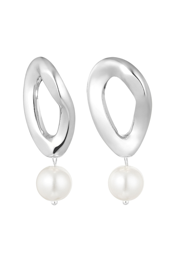 Ohrringe asymmetrisch mit Perle - Silber 