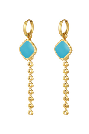 Earrings colorful charm with jargon - gold/blue h5 