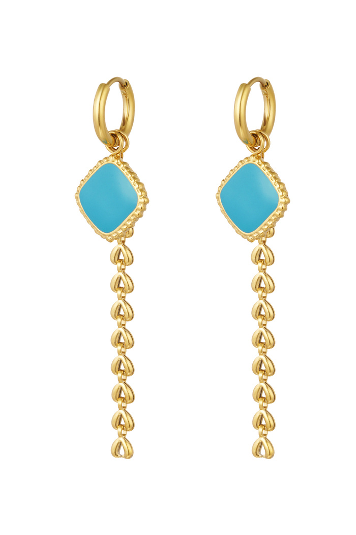 Earrings colorful charm with jargon - gold/blue 