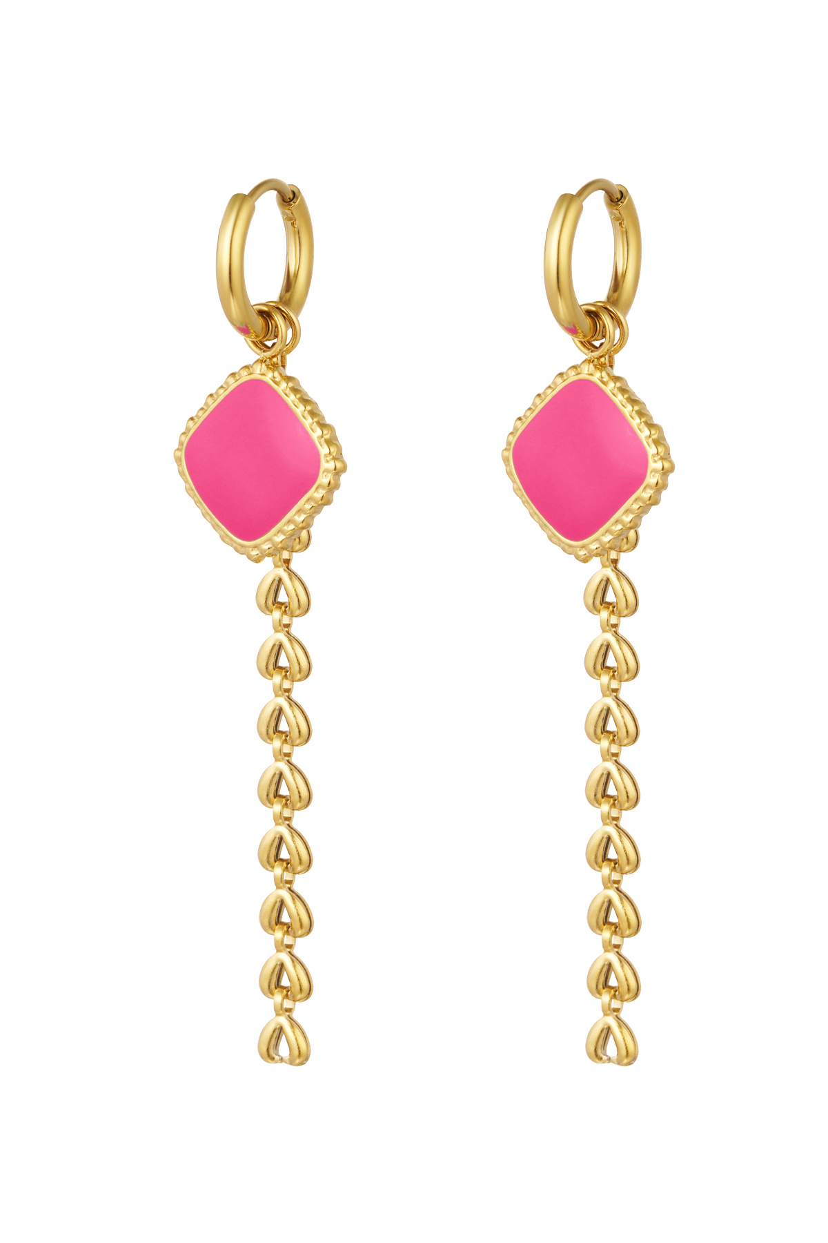 Earrings colorful charm with jargon - Gold color/pink