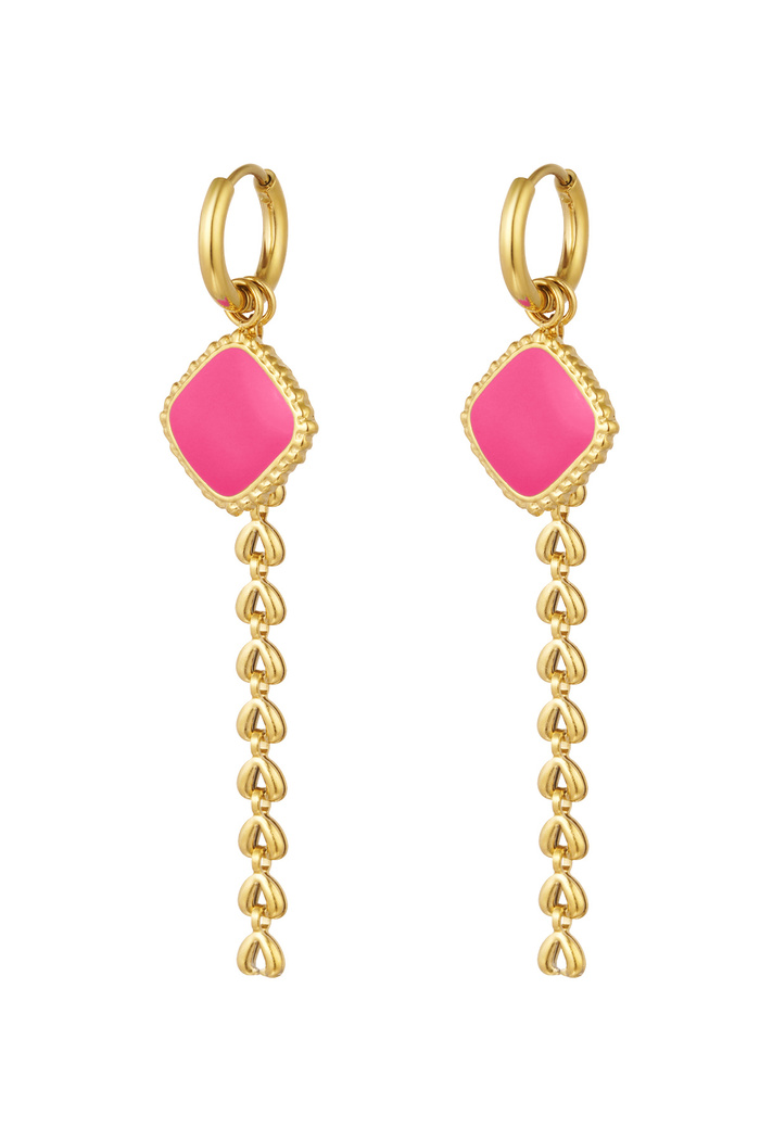 Earrings colorful charm with jargon - gold/pink 