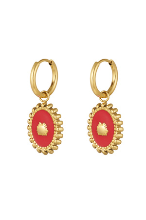 Earrings colorful vintage charm - gold/red h5 