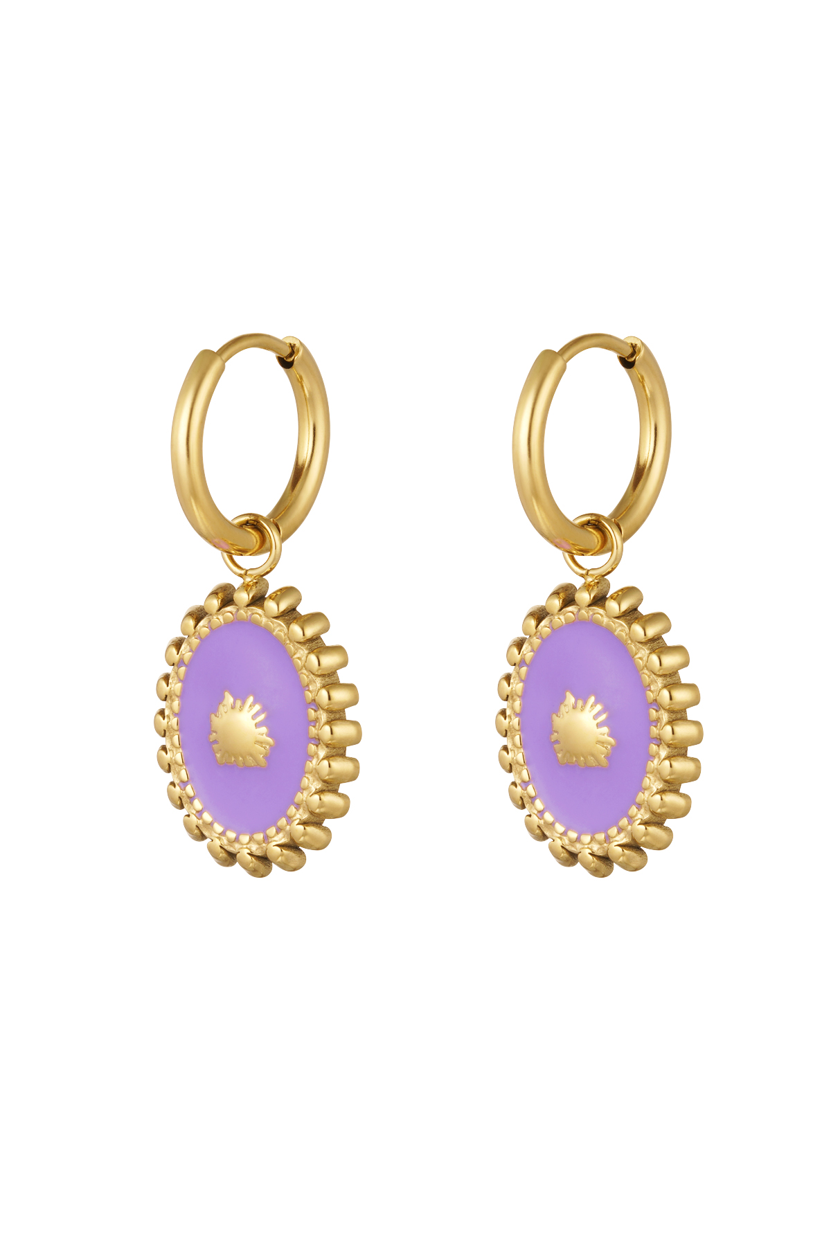 Earrings colorful vintage charm - gold/lilac