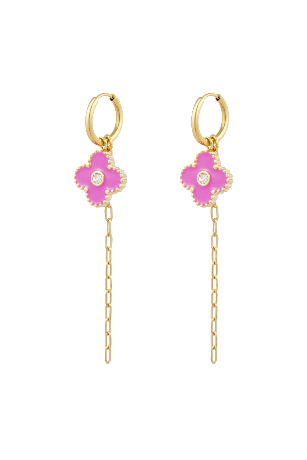 Earrings wonderful clover - pink Gold color 2