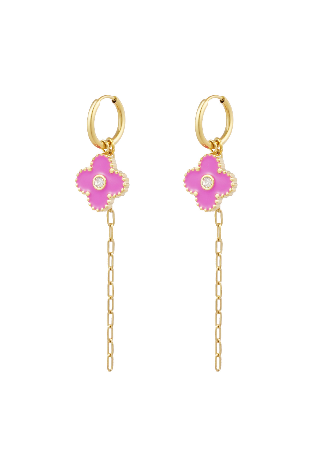 Earrings wonderful clover - pink gold 