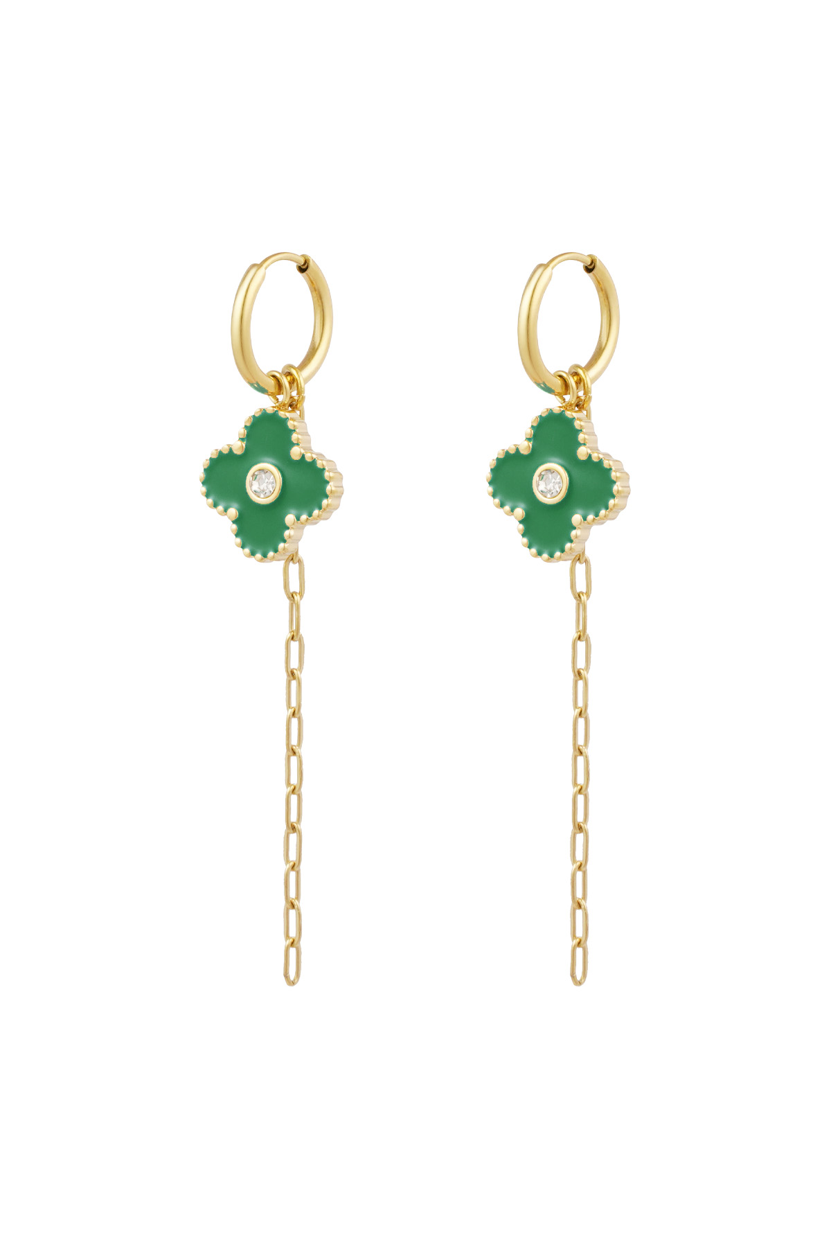 Earrings wonderful clover - green h5 