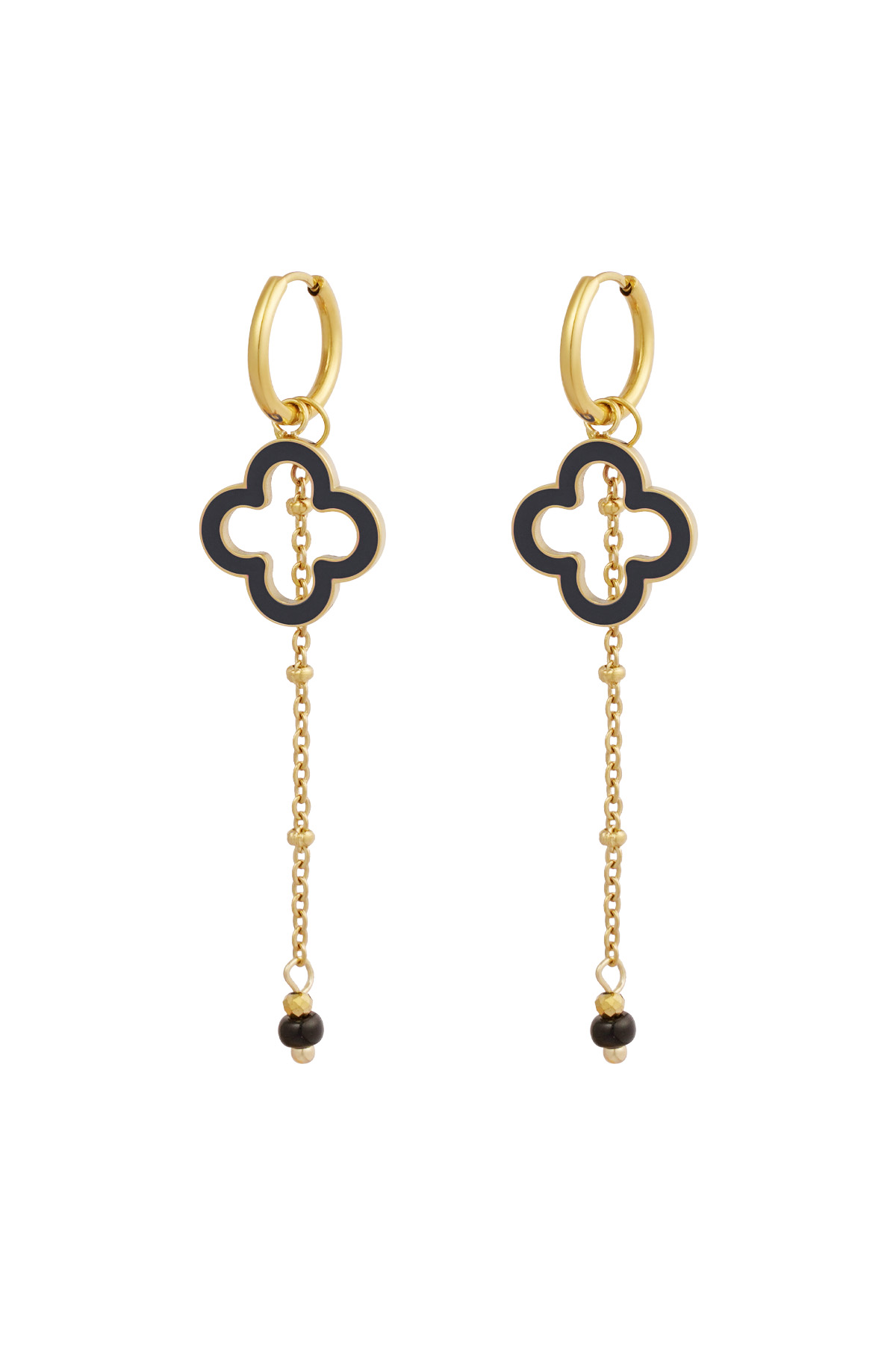 Earrings midnight clover - black gold h5 