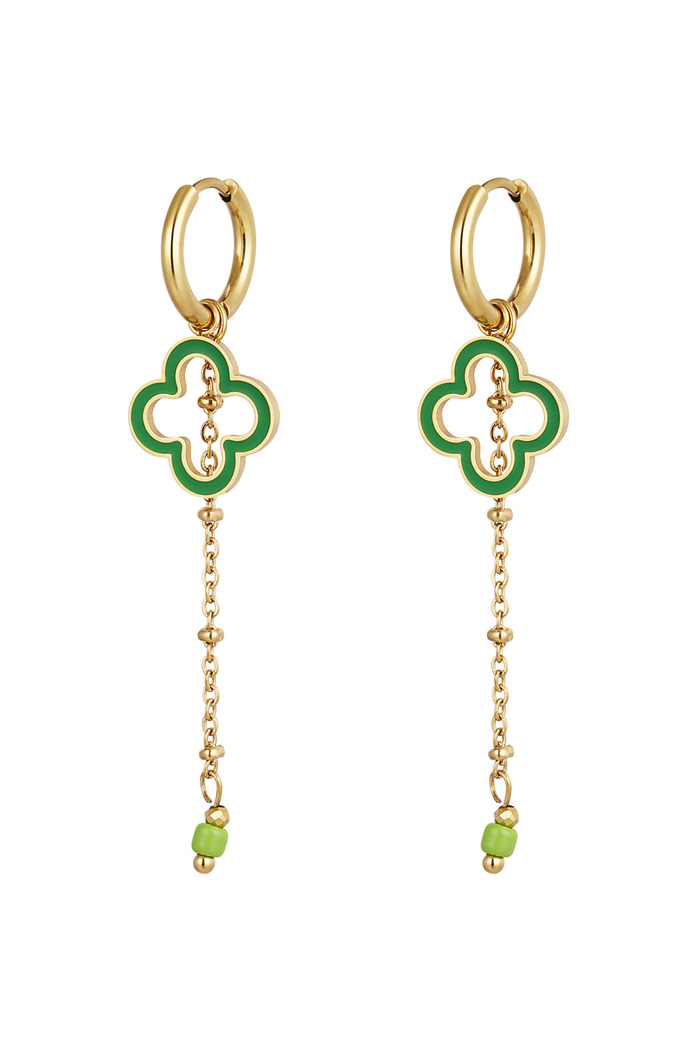 Earrings clover with jargon - gold/green 