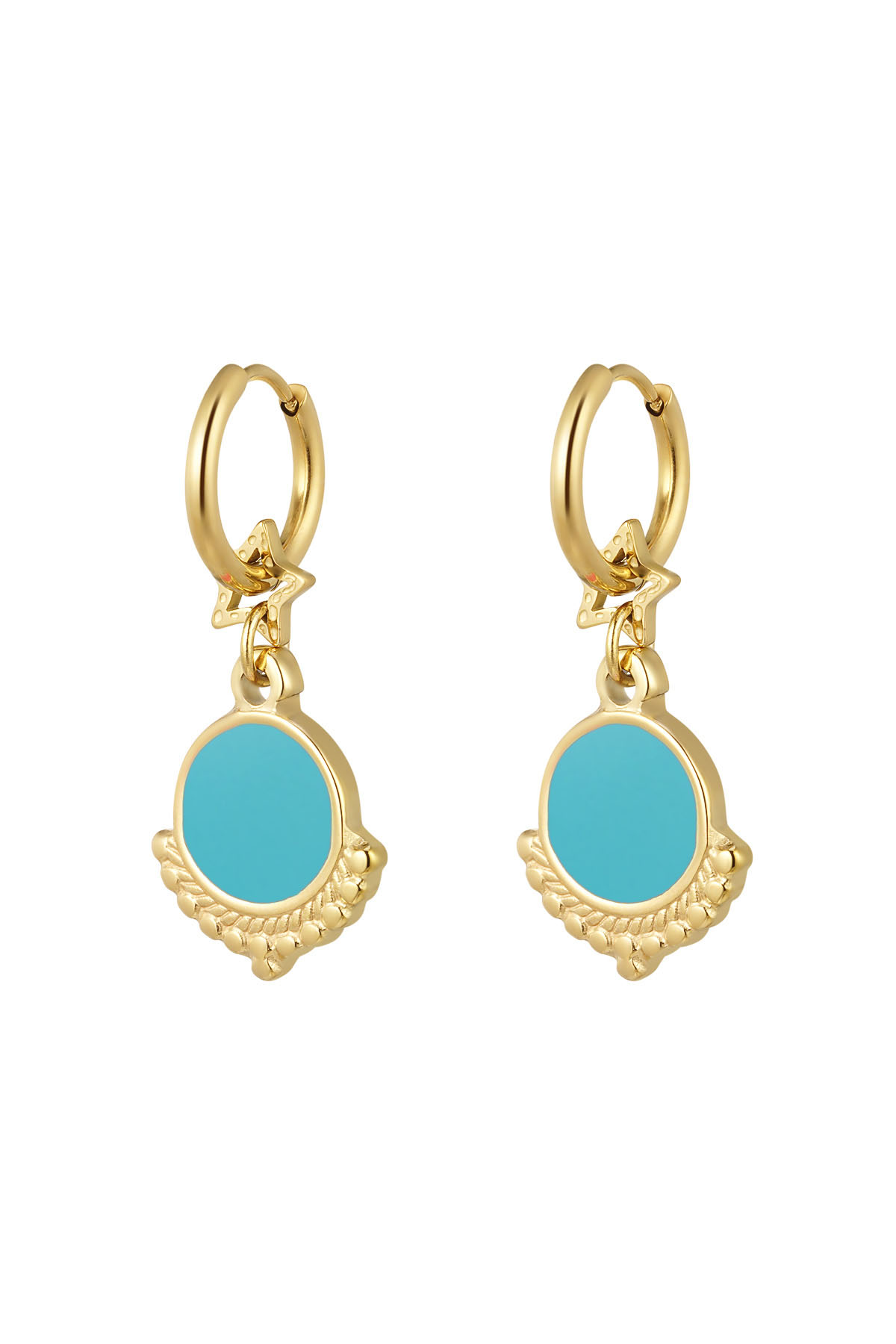 Earring with star and charm blue - gold