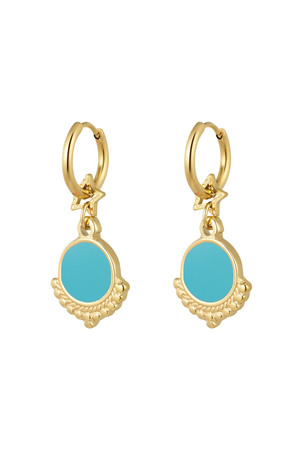 Earring with star and charm blue - gold h5 