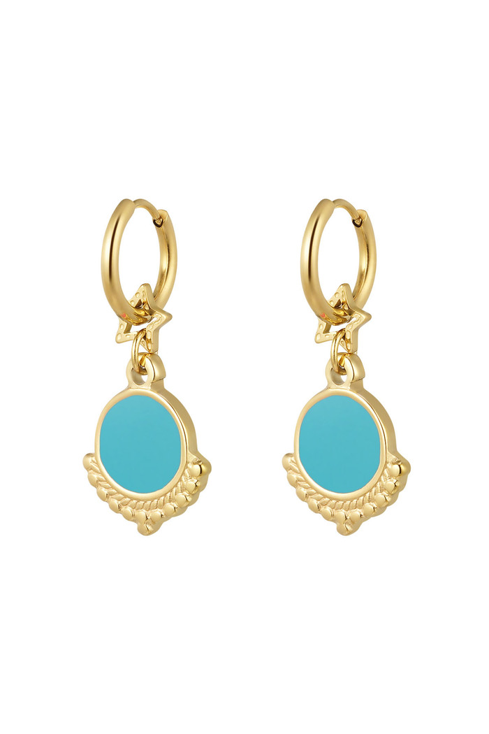 Earring with star and charm blue - gold 