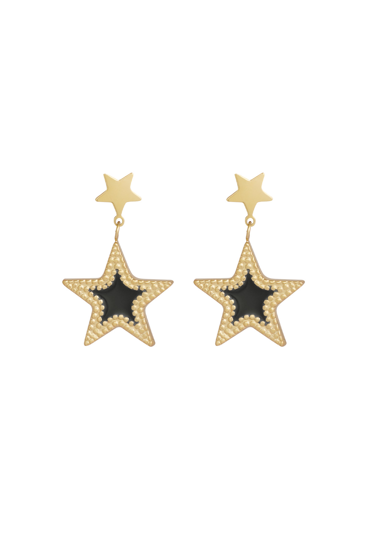 Earrings superstar rocks - black gold