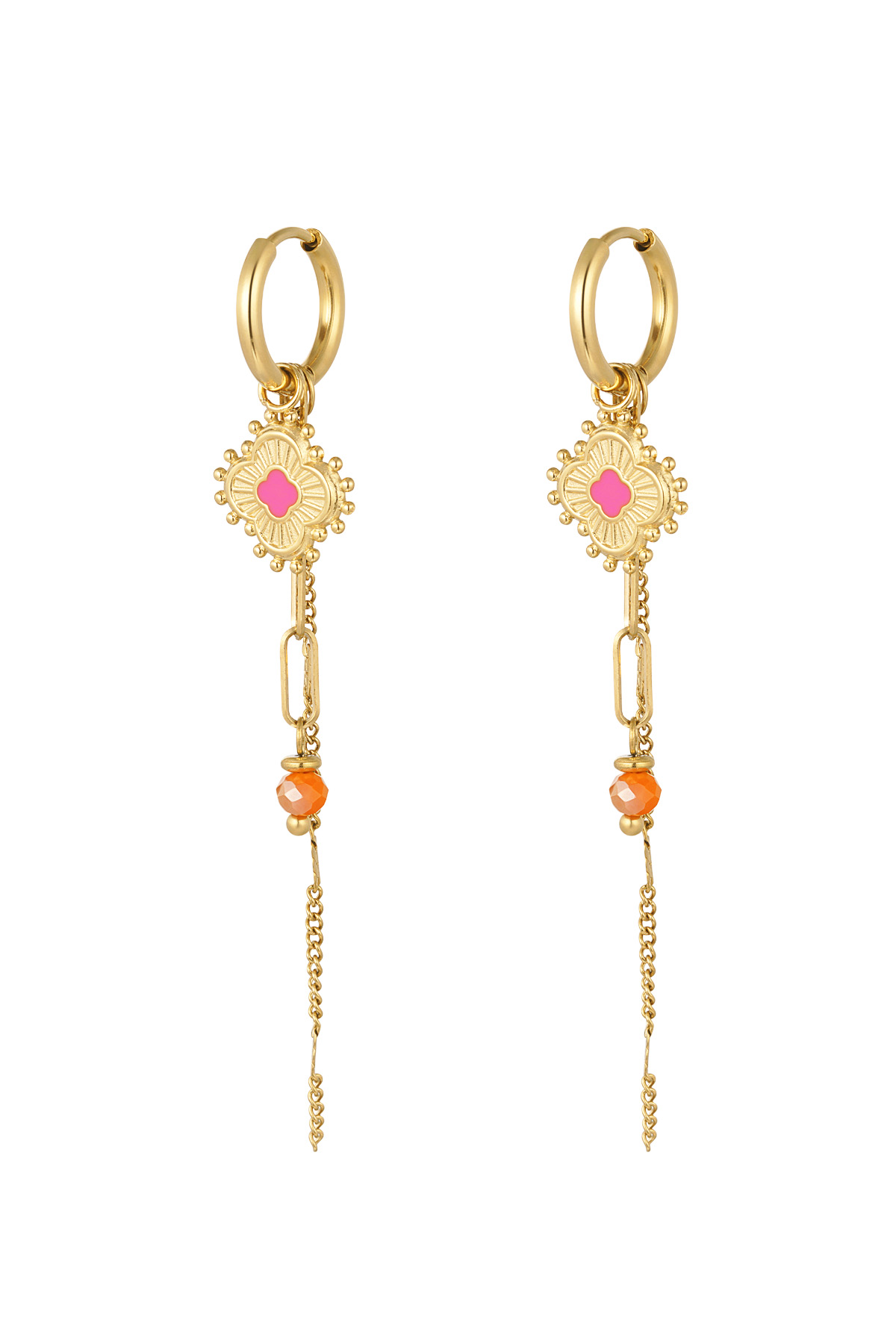Earrings graceful party - gold/pink