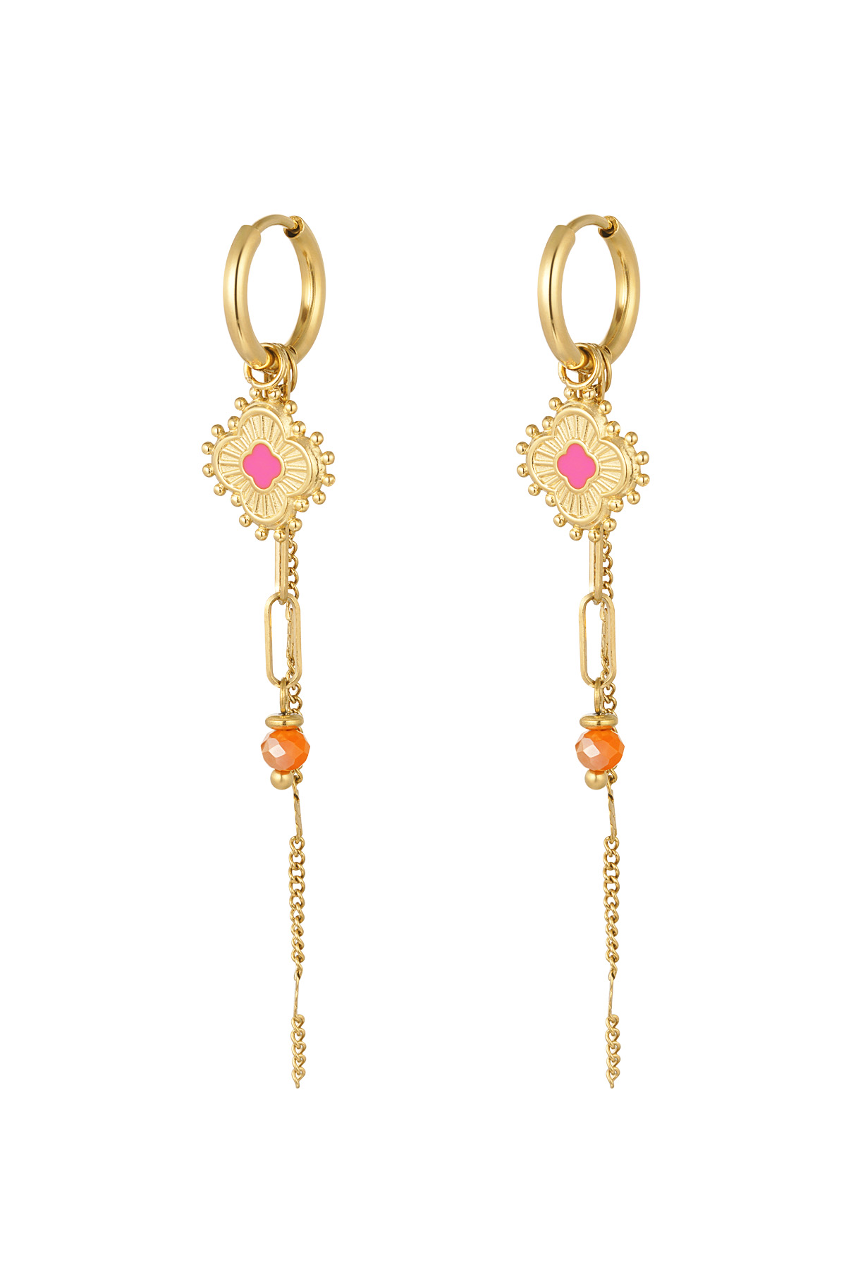 Earrings graceful party - Gold color/pink