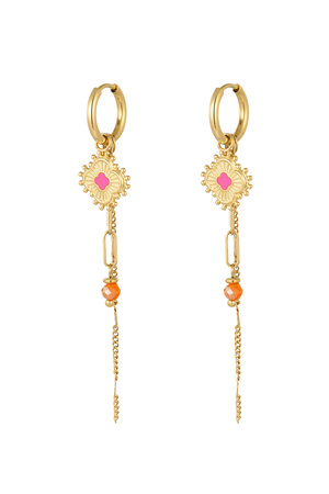 Earrings graceful party - gold/pink h5 