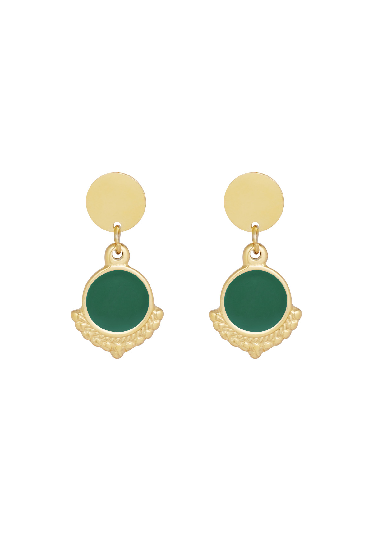 Earrings cherish life - green Gold color 2