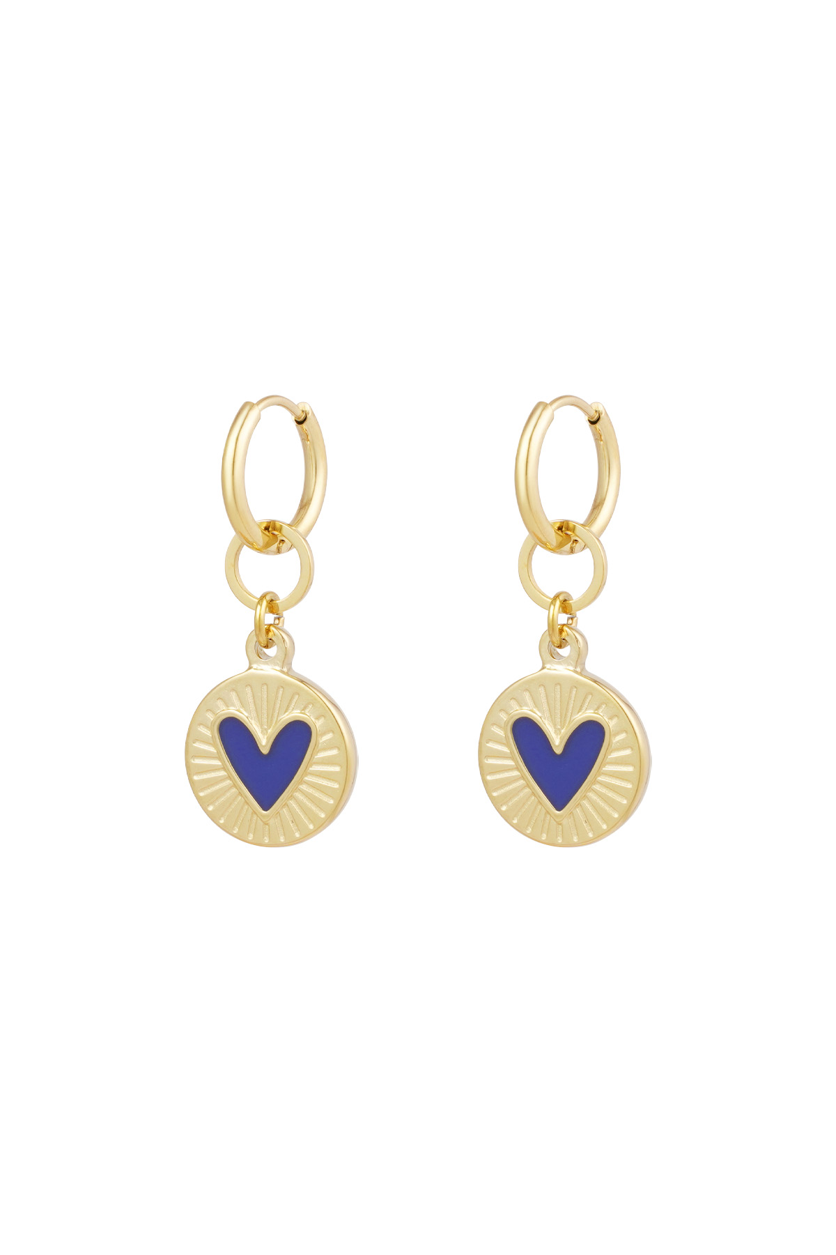 Oorbellen glowing heart - blauw goud h5 