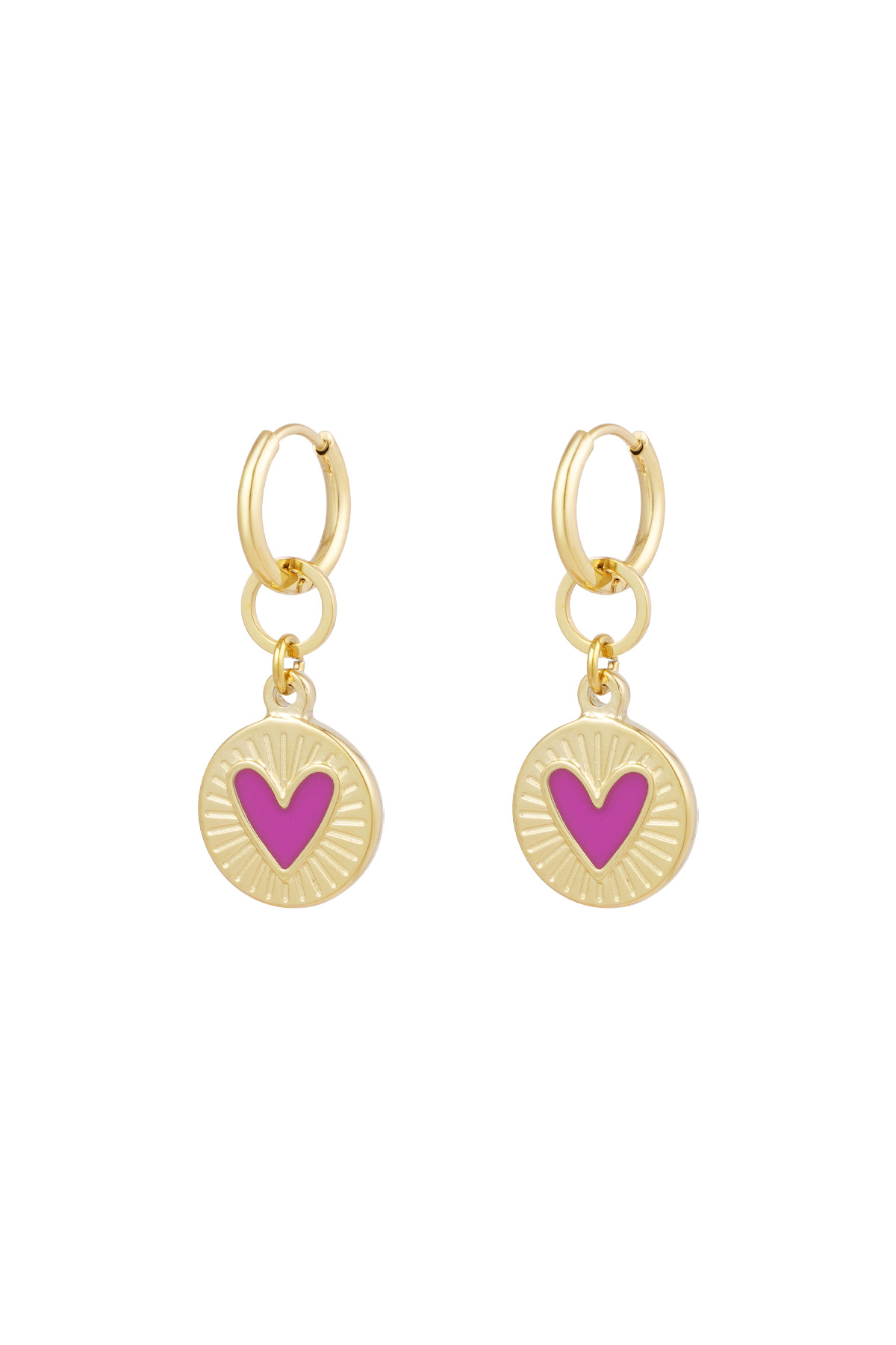 Oorbellen glowing heart - fuchsia