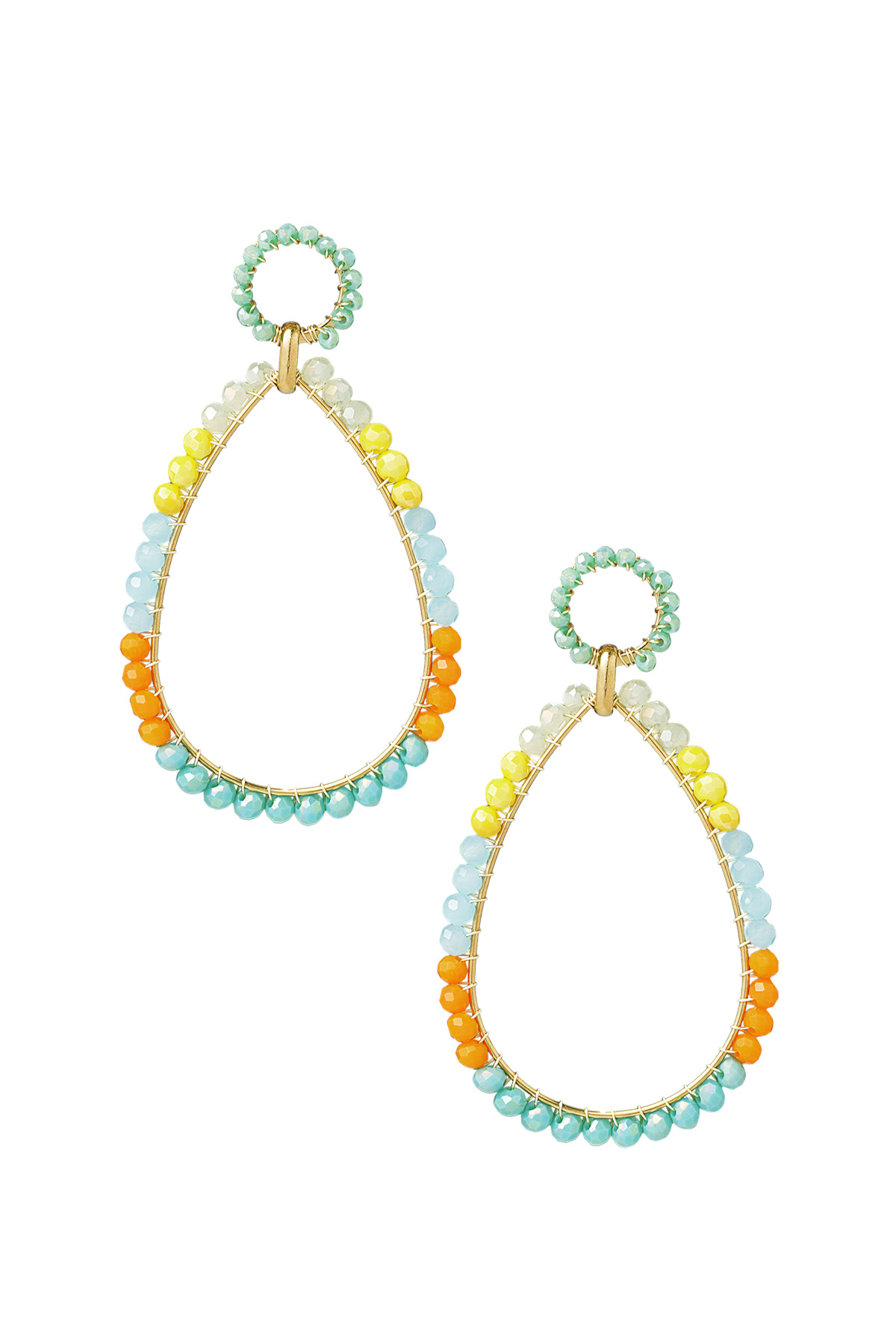 Bead earrings drop - green/yellow 2