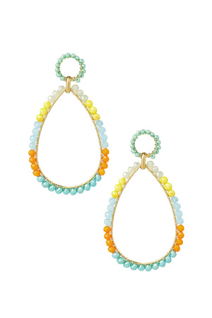 Bead earrings drop - green/yellow h5 