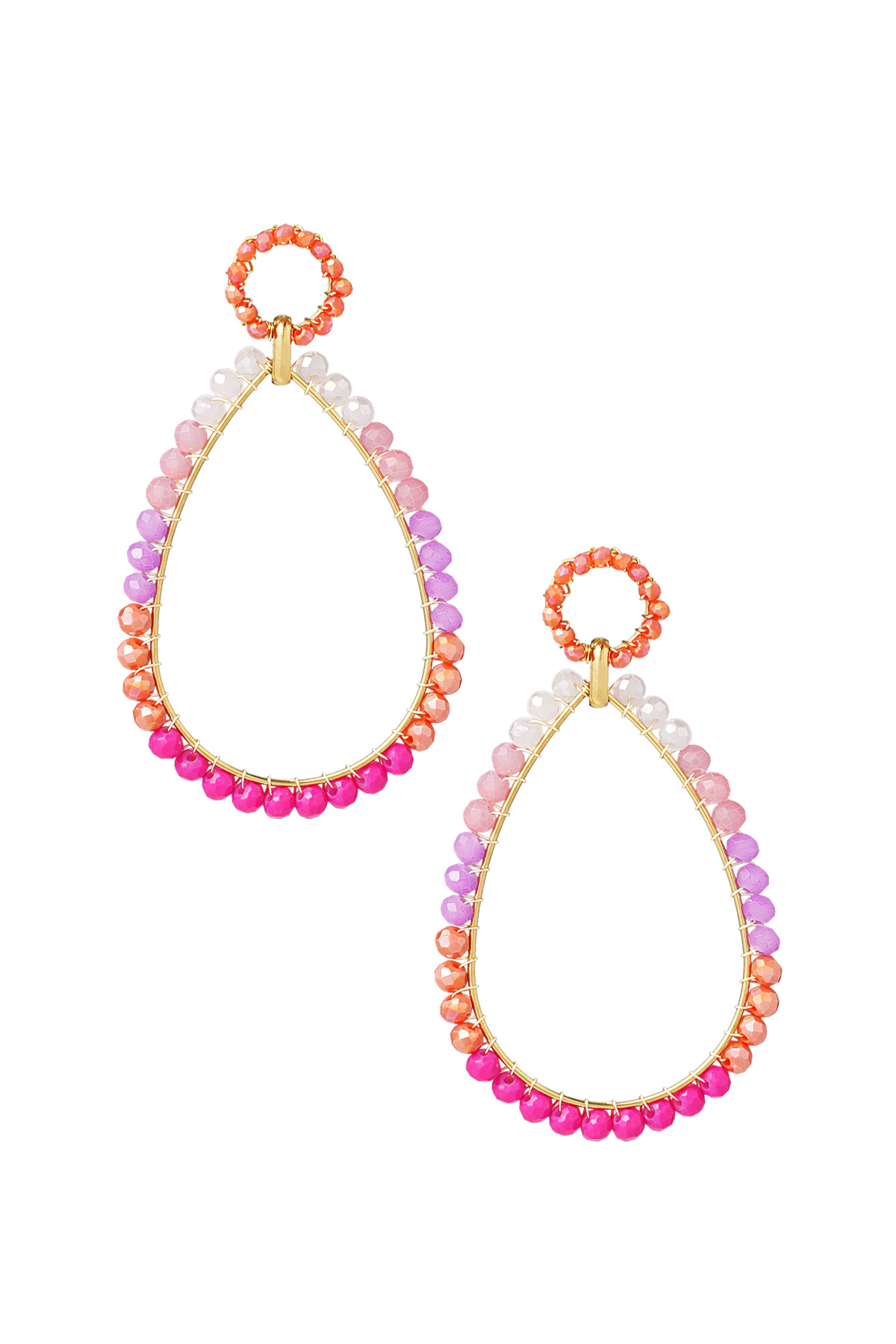 Boucles d'oreilles perle goutte - violet/rose h5 
