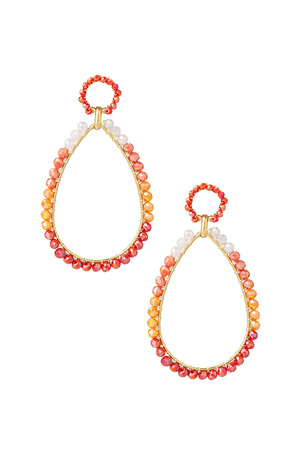 Boucles d'oreilles perle goutte - rouge/orange h5 