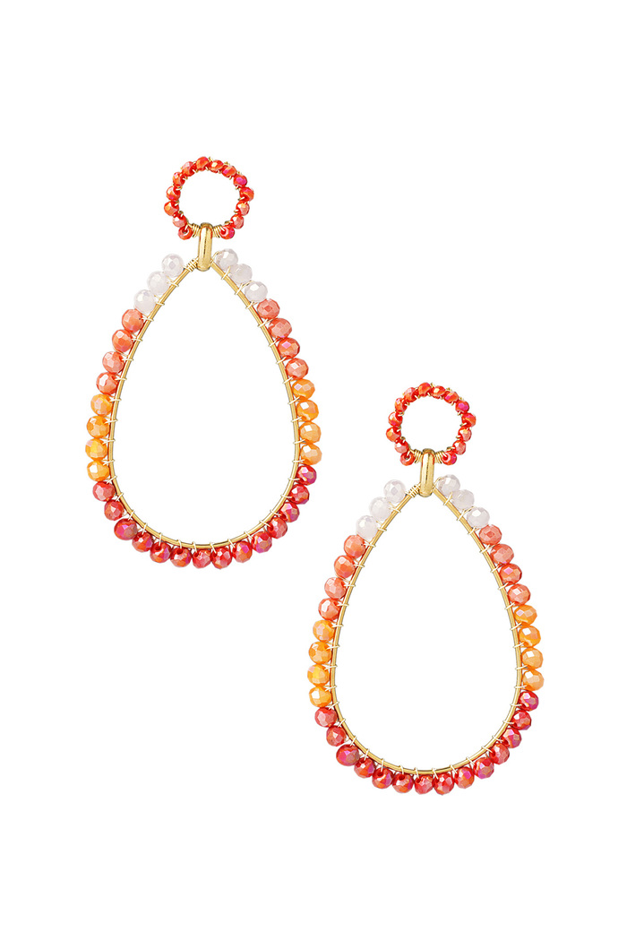 Bead earrings drop - red/orange 