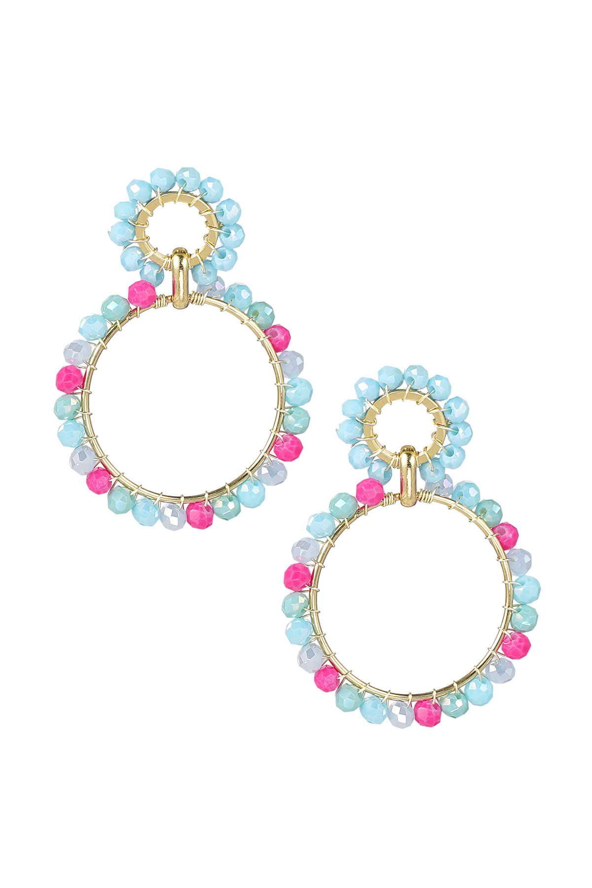 Earrings beaded party - blue/pink