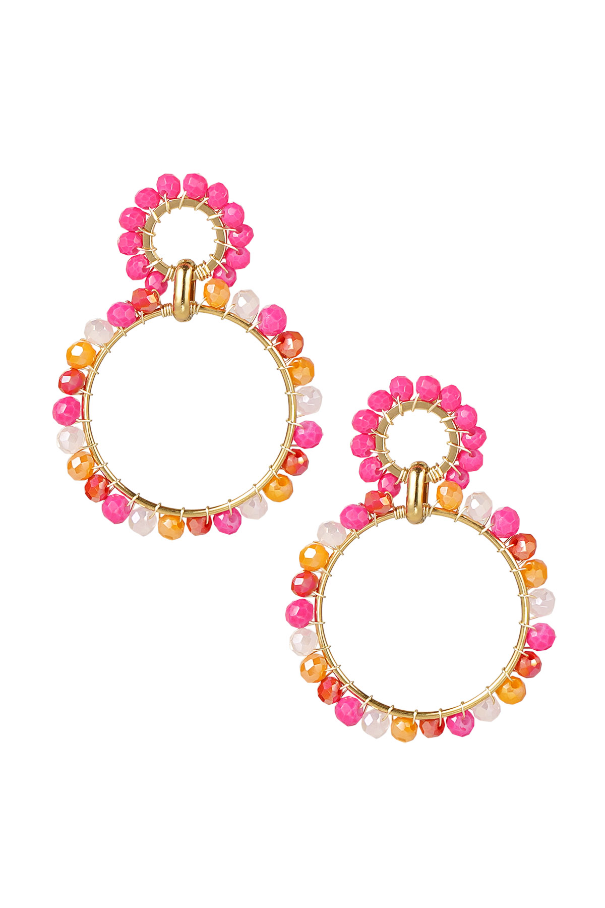 Earrings beaded party - pink/orange