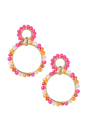 Earrings beaded party - pink/orange h5 