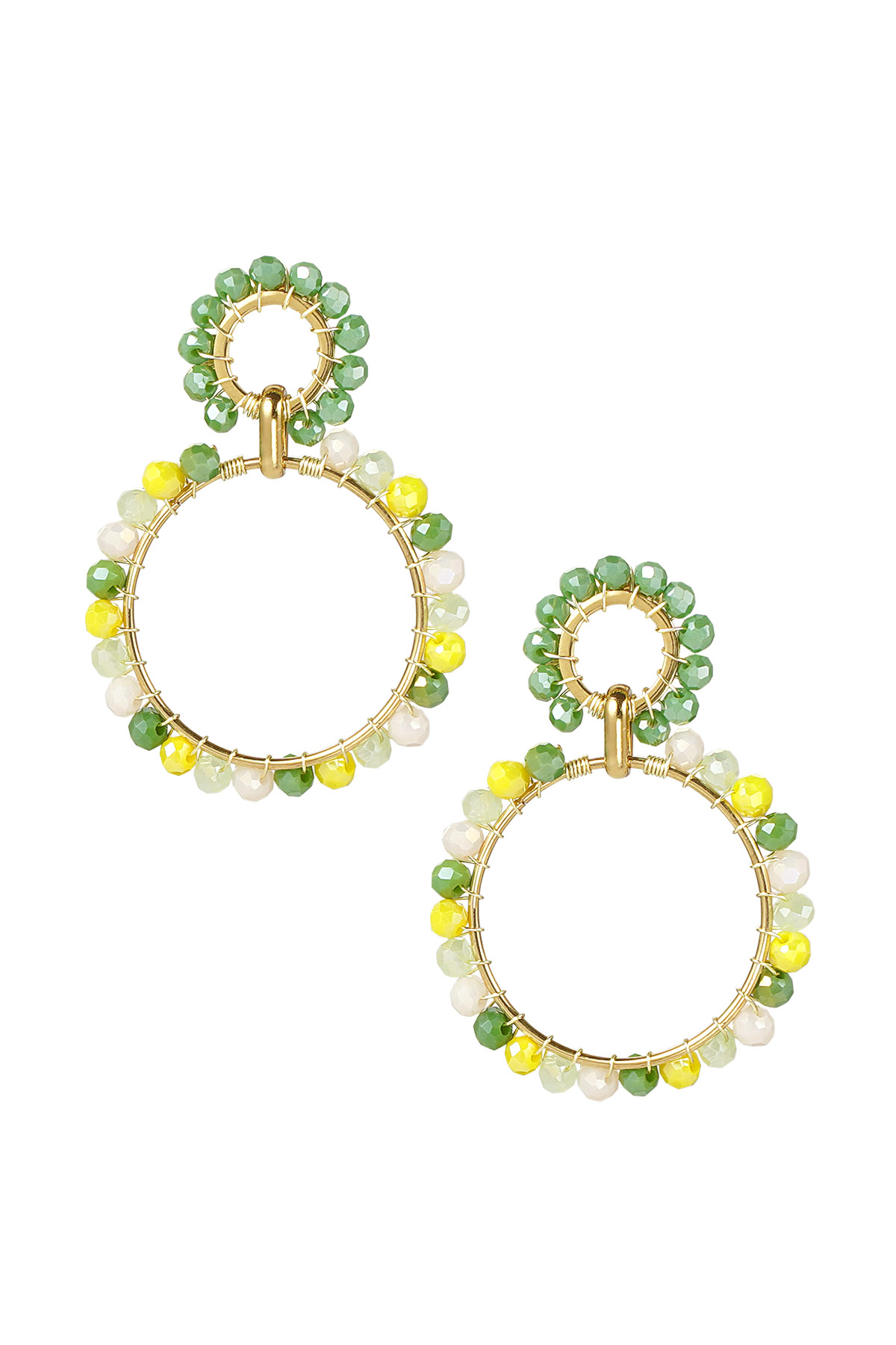 Earrings beaded party - green/yellow