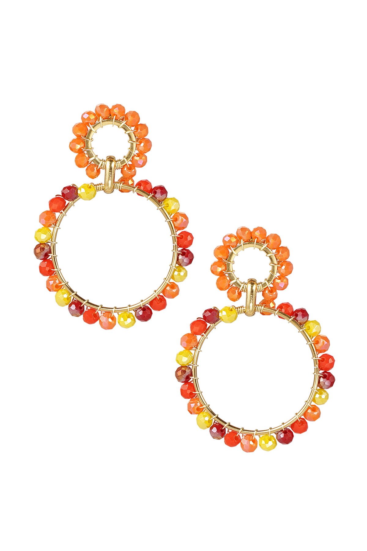 Earrings beaded party - orange/red