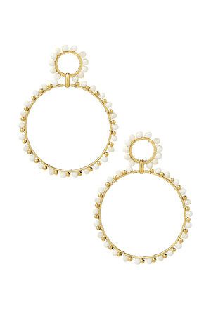 Pendientes círculos de doble perla - oro/blanco h5 