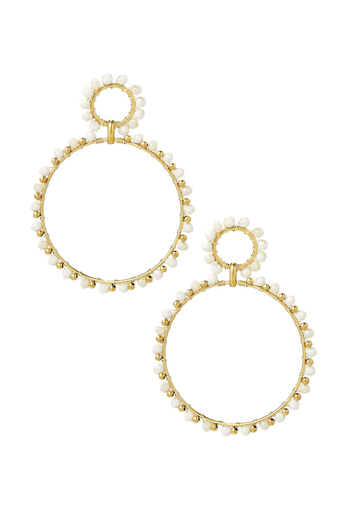Pendientes círculos de doble perla - oro/blanco 