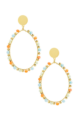 Boucles d'oreilles pendantes ovales avec perles multi h5 