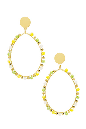 Boucles d'oreilles pendantes ovales avec perles vertes - dorées h5 