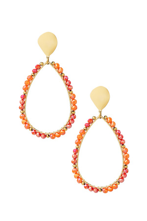 Earrings drop beads - gold/orange h5 
