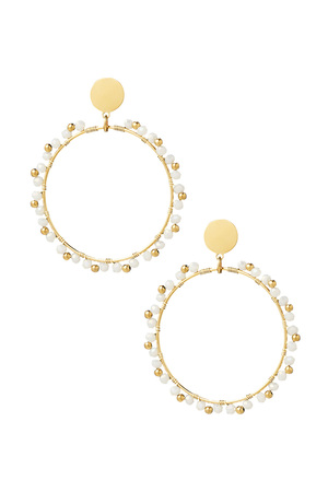 Runde Ohrringe mit Perlen - Gold/Weiß h5 